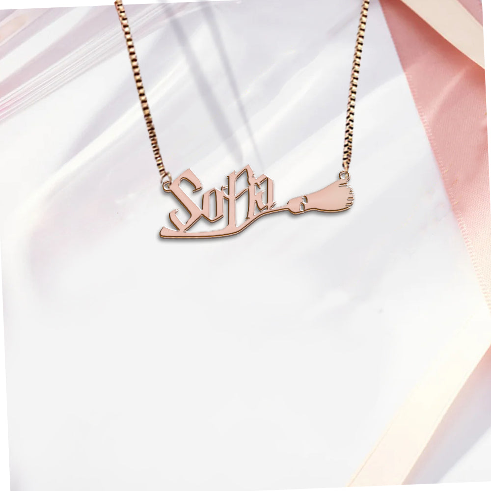 Mystic Broom - Personalized Witch Necklace With Charms