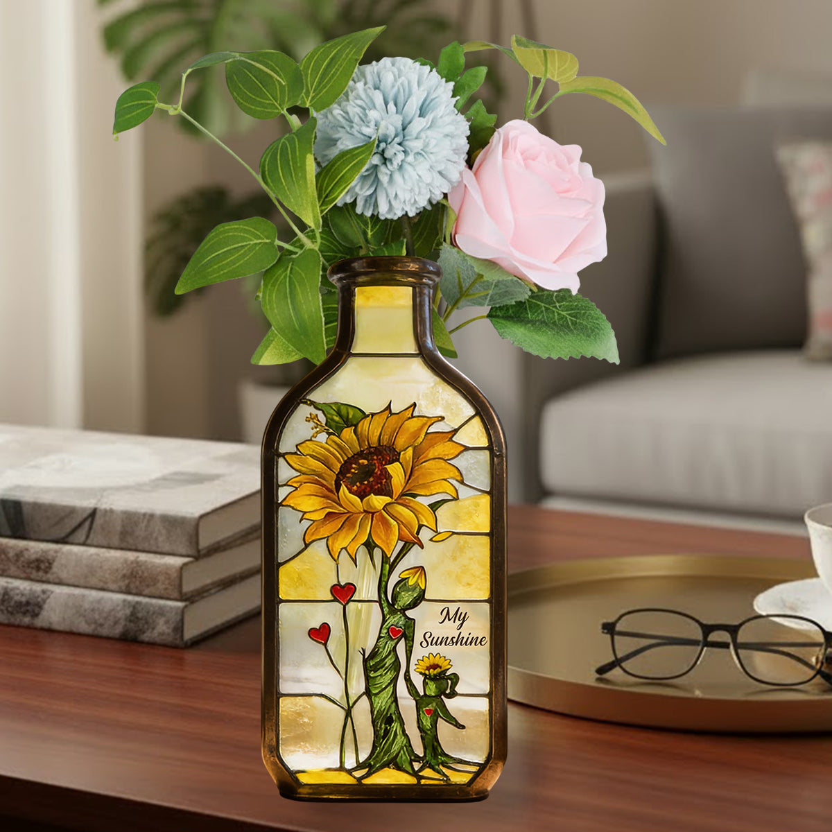 Gift For Mother/ Grandma/ Nana... Custom Birthmonth Flower - Personalized Mother Custom Shape Acrylic Flower Vase