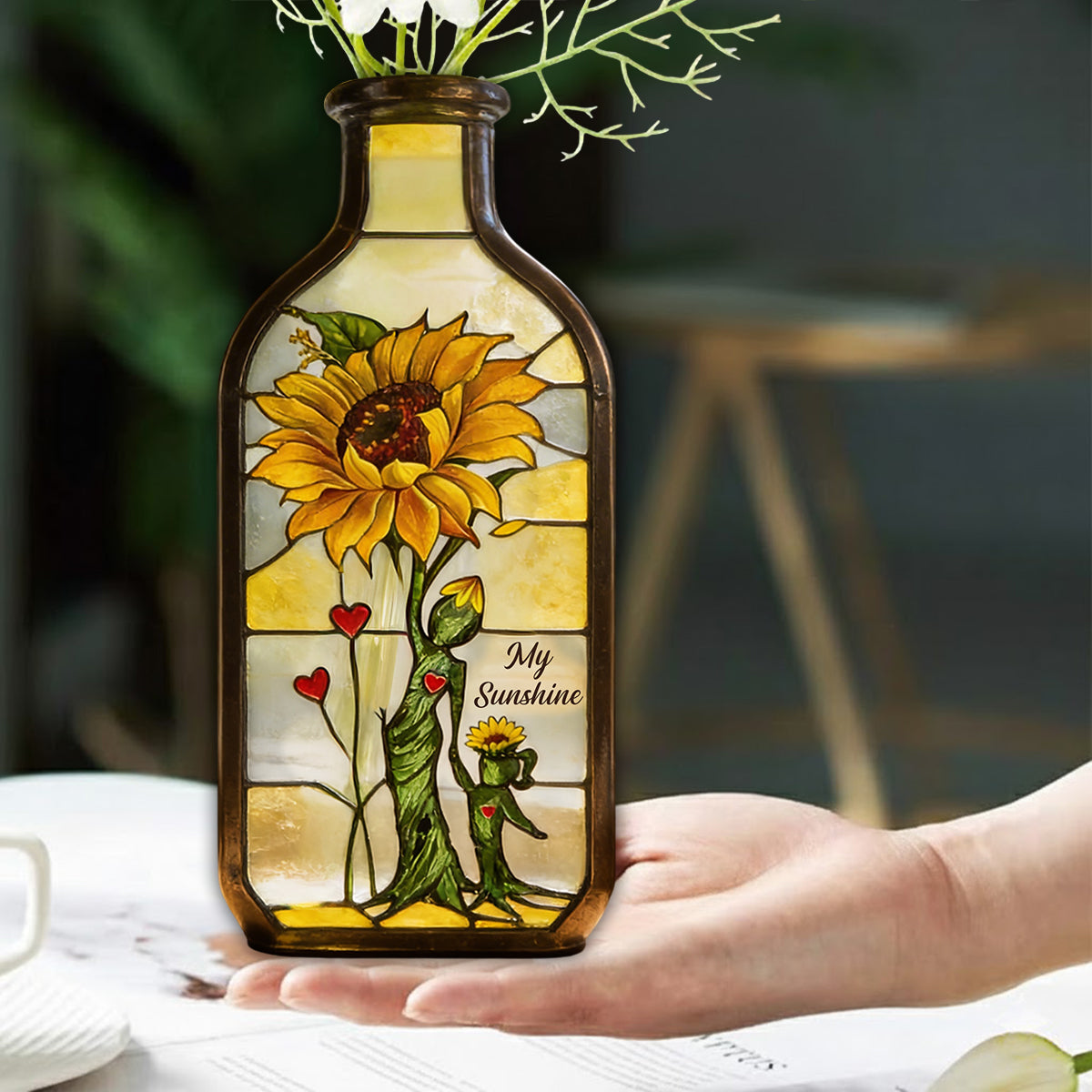 Gift For Mother/ Grandma/ Nana... Custom Birthmonth Flower - Personalized Mother Custom Shape Acrylic Flower Vase