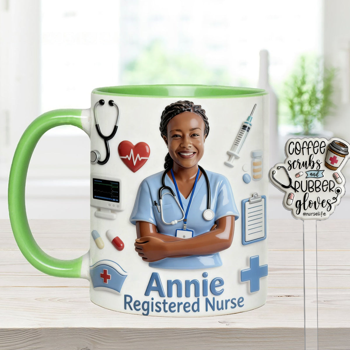 Nurse Life - Personalized Nurse Set Accent Mug with Acrylic Stirrers