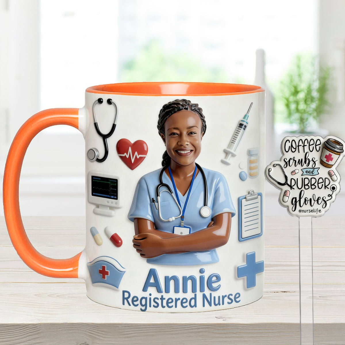 Nurse Life - Personalized Nurse Set Accent Mug with Acrylic Stirrers