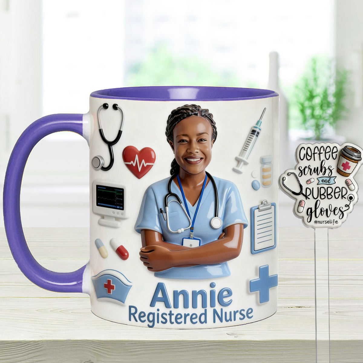 Nurse Life - Personalized Nurse Set Accent Mug with Acrylic Stirrers