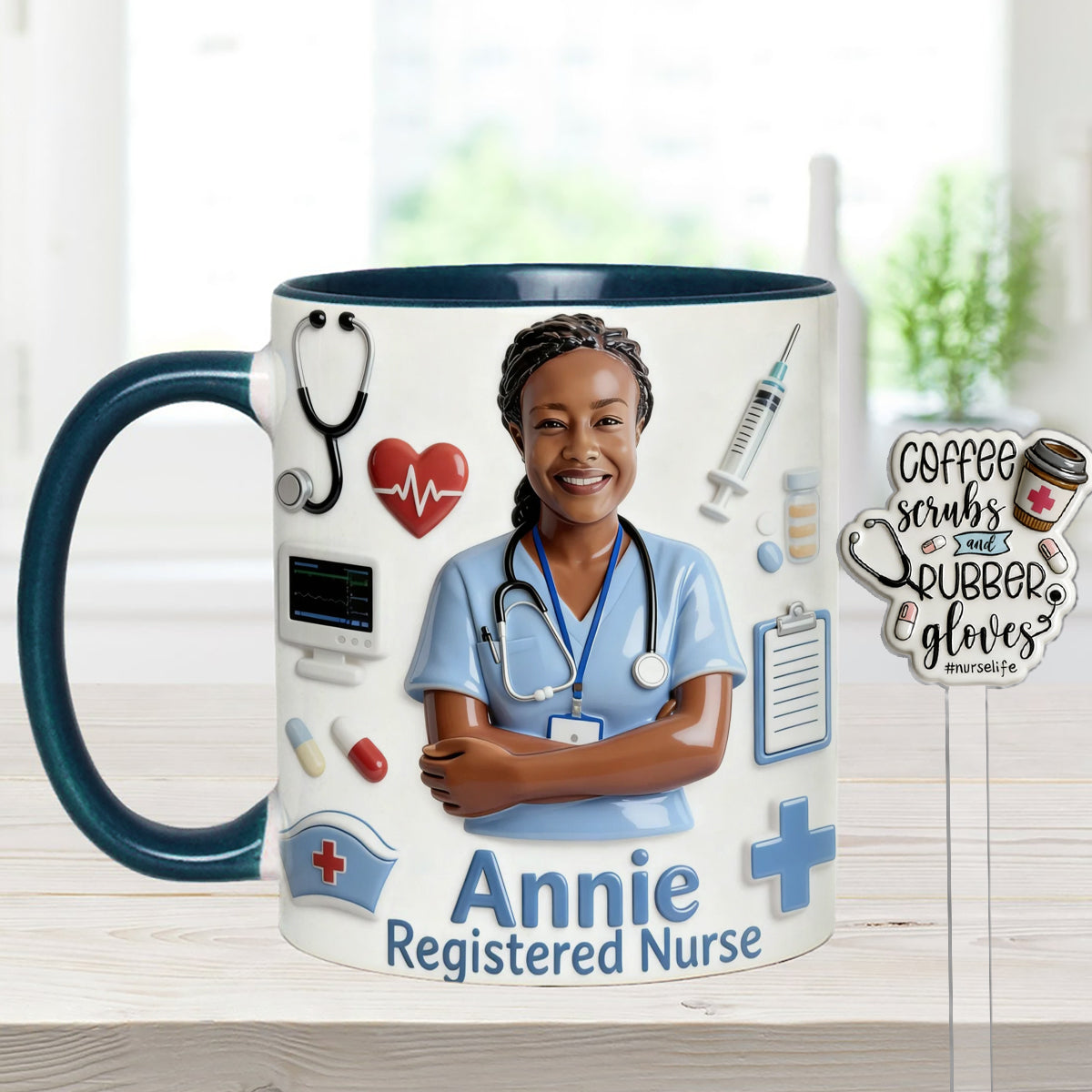 Nurse Life - Personalized Nurse Set Accent Mug with Acrylic Stirrers