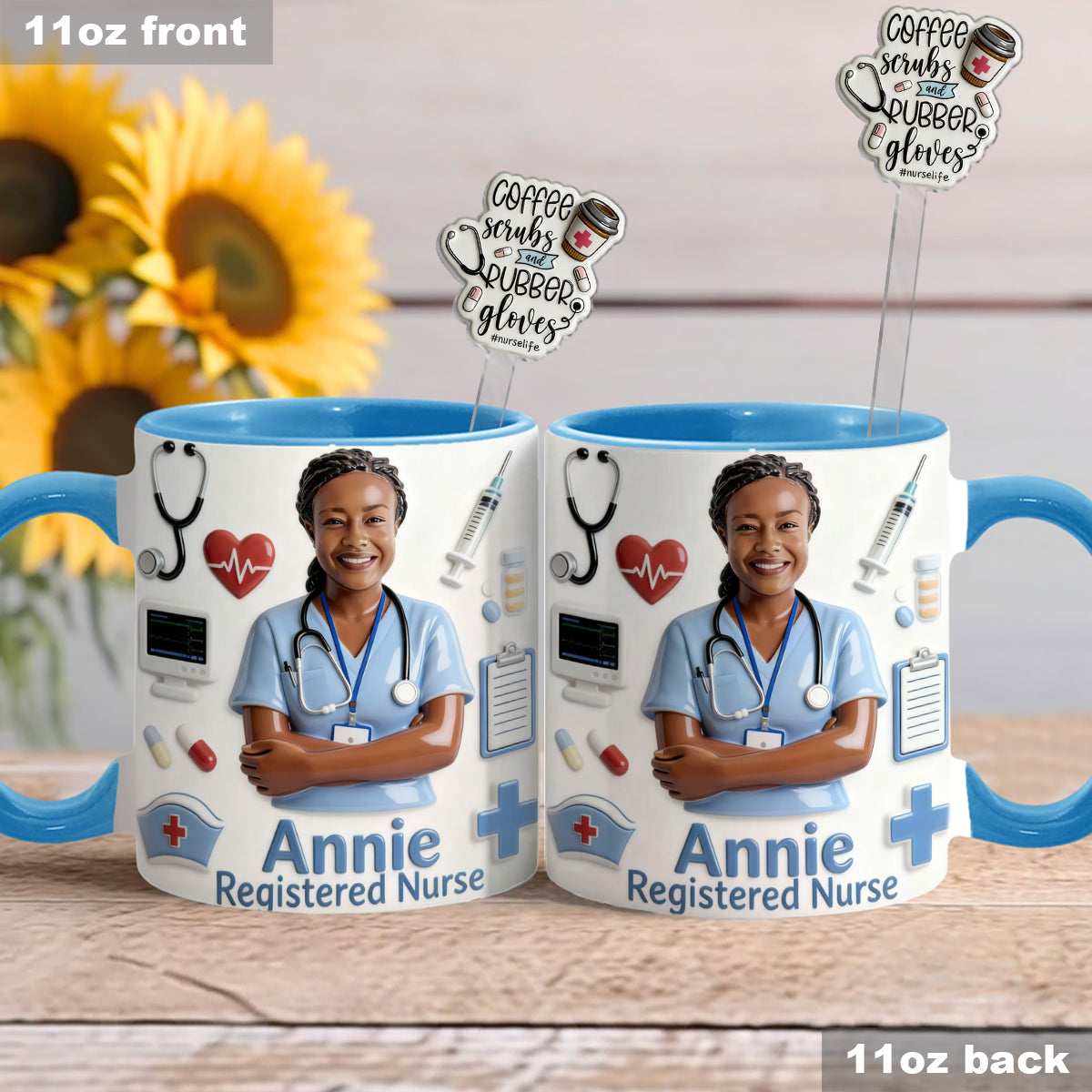 Nurse Life - Personalized Nurse Set Accent Mug with Acrylic Stirrers