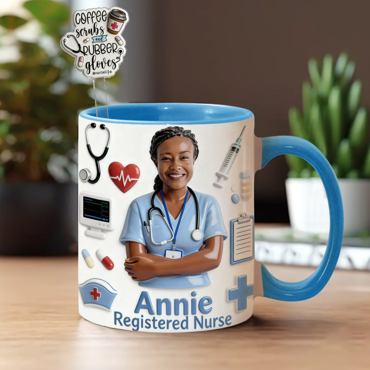 Nurse Life - Personalized Nurse Set Accent Mug with Acrylic Stirrers
