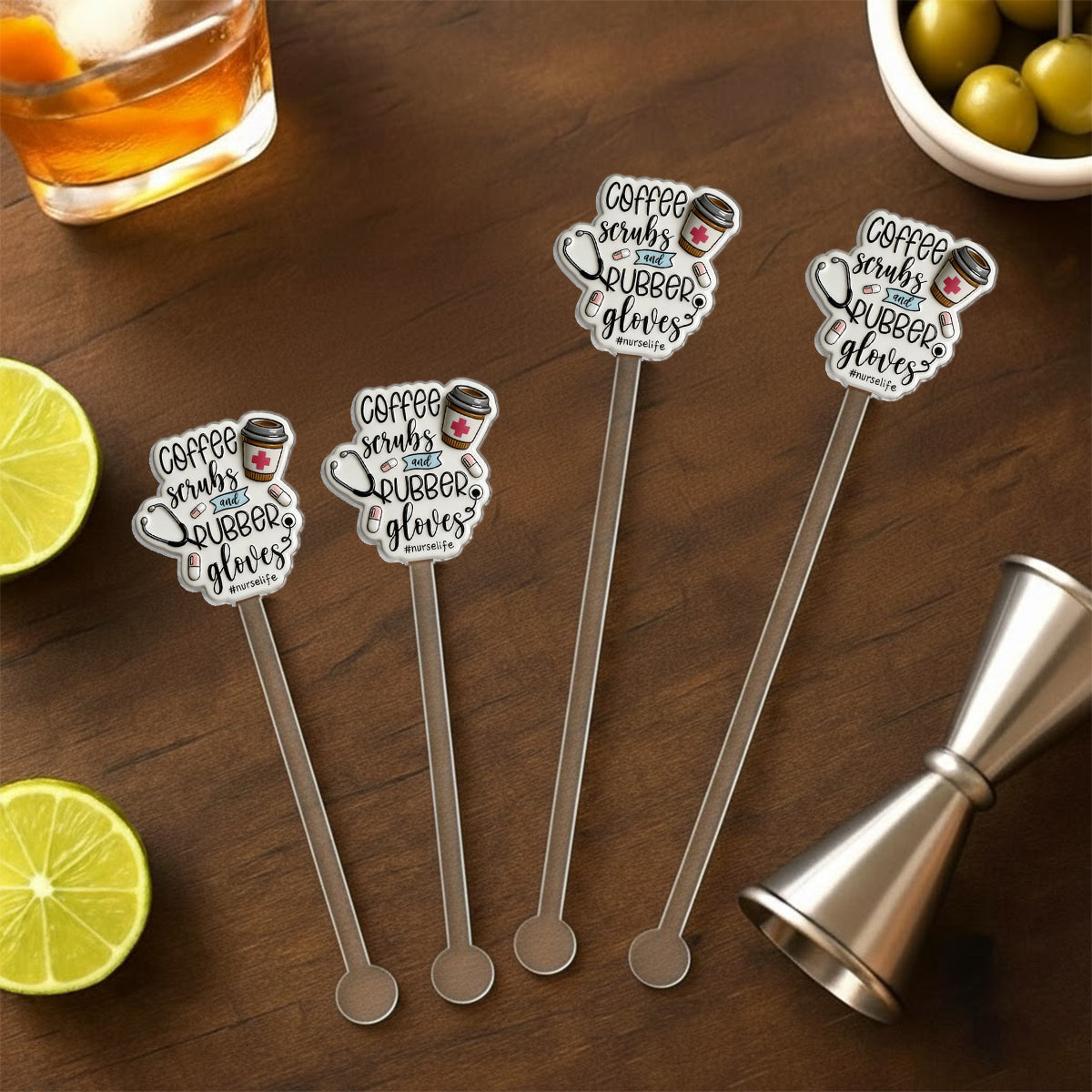 Nurse Life - Personalized Nurse Set Accent Mug with Acrylic Stirrers