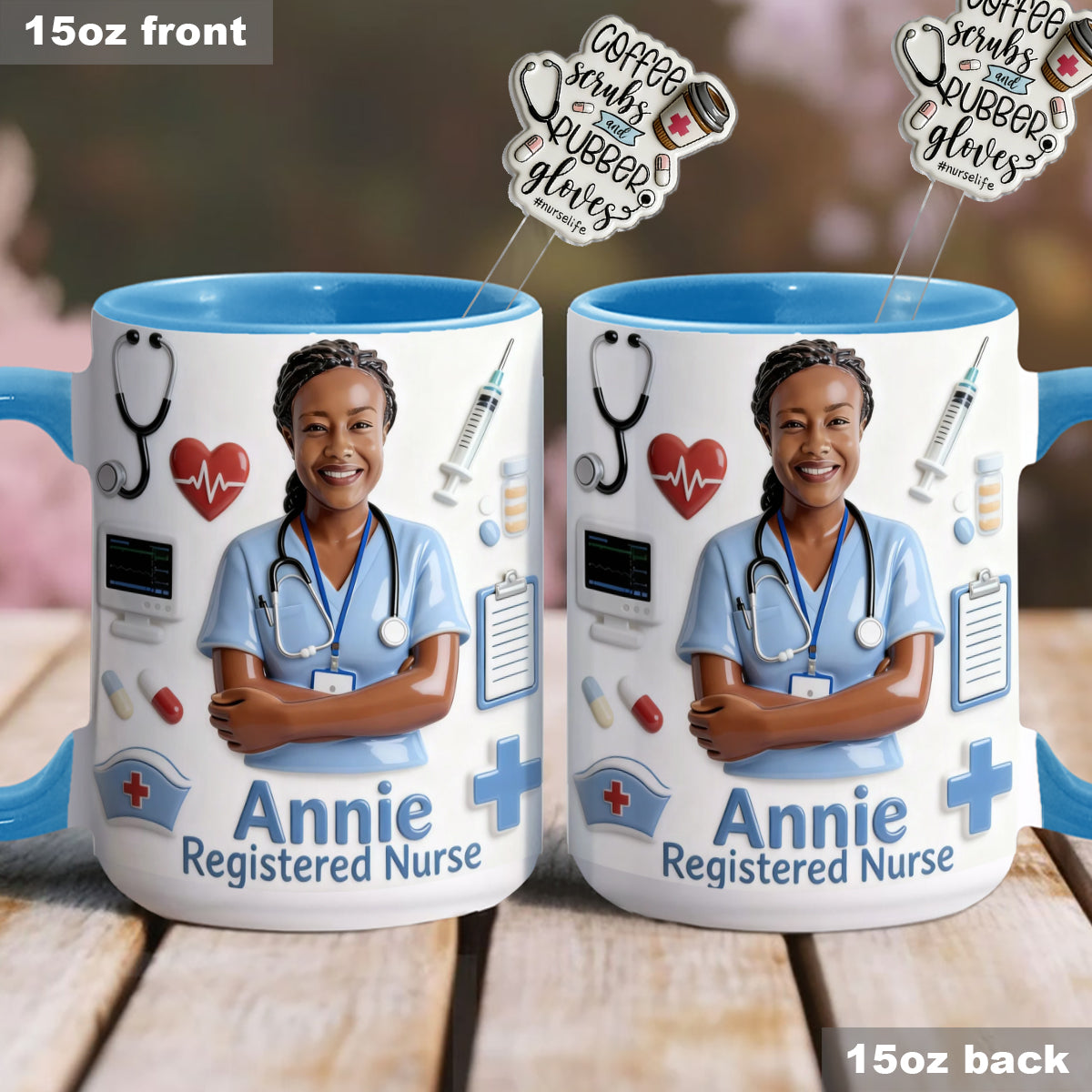 Nurse Life - Personalized Nurse Set Accent Mug with Acrylic Stirrers