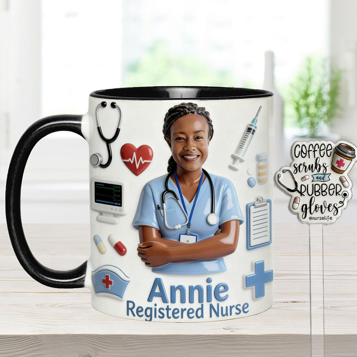 Nurse Life - Personalized Nurse Set Accent Mug with Acrylic Stirrers