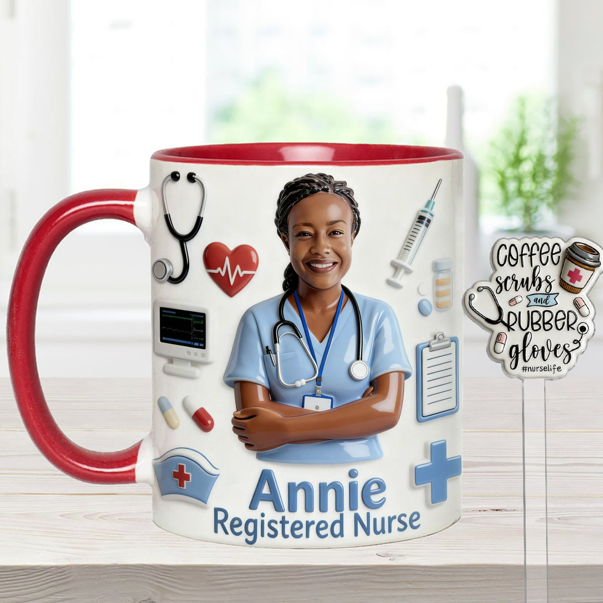 Nurse Life - Personalized Nurse Set Accent Mug with Acrylic Stirrers