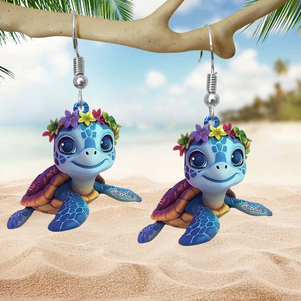 Cute Turtle - Personalized Turtle Earrings