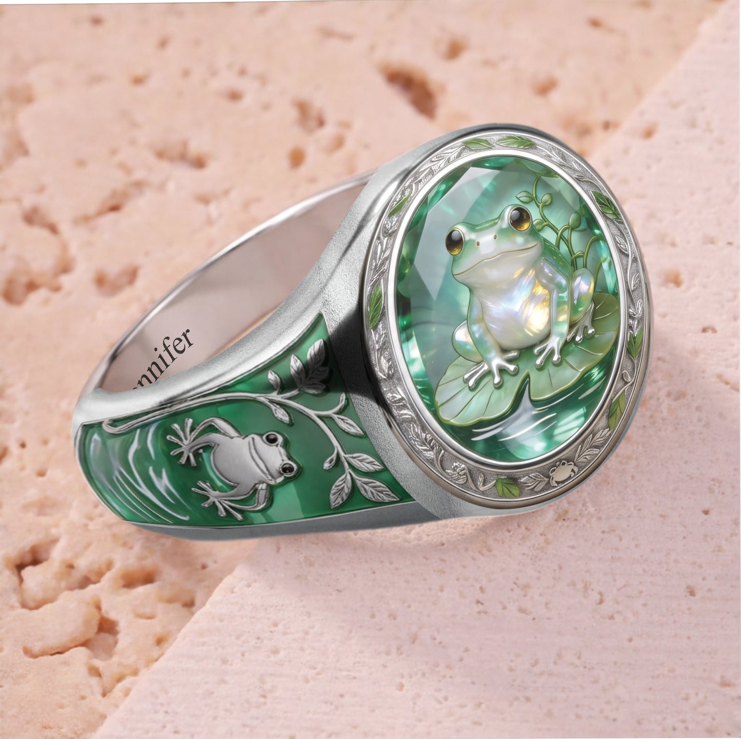Just A Girl Who Loves Frog - Personalized Frog Signet Ring
