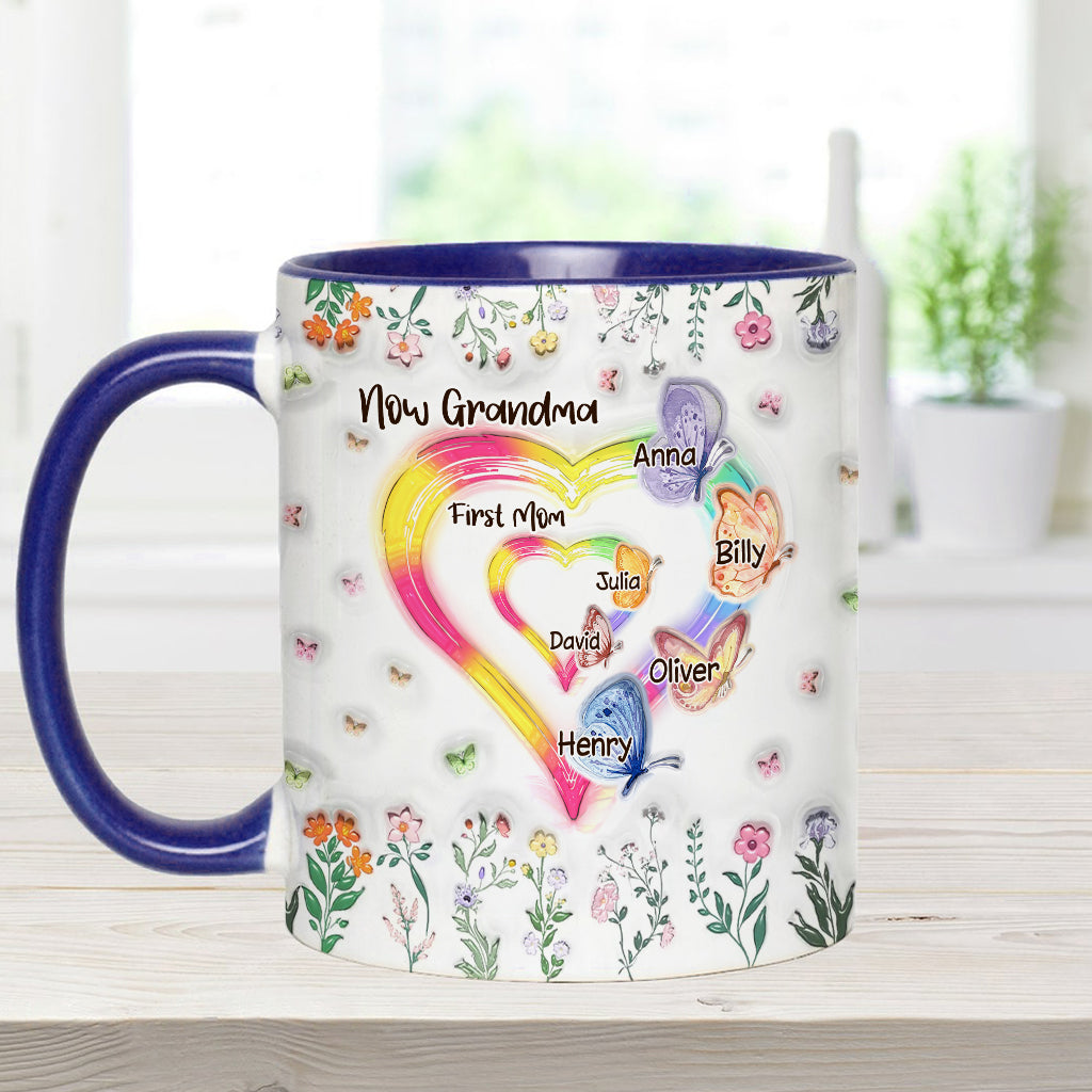 First Mom Now Grandma - Personalized Grandma Accent Mug