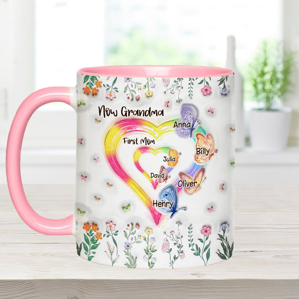 First Mom Now Grandma - Personalized Grandma Accent Mug