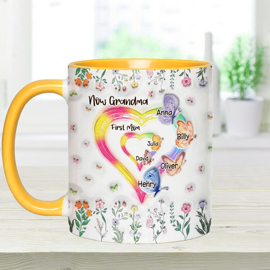 First Mom Now Grandma - Personalized Grandma Accent Mug