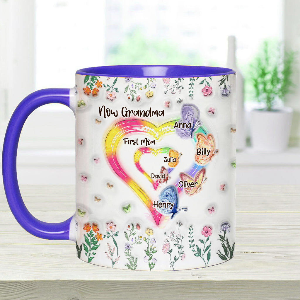 First Mom Now Grandma - Personalized Grandma Accent Mug