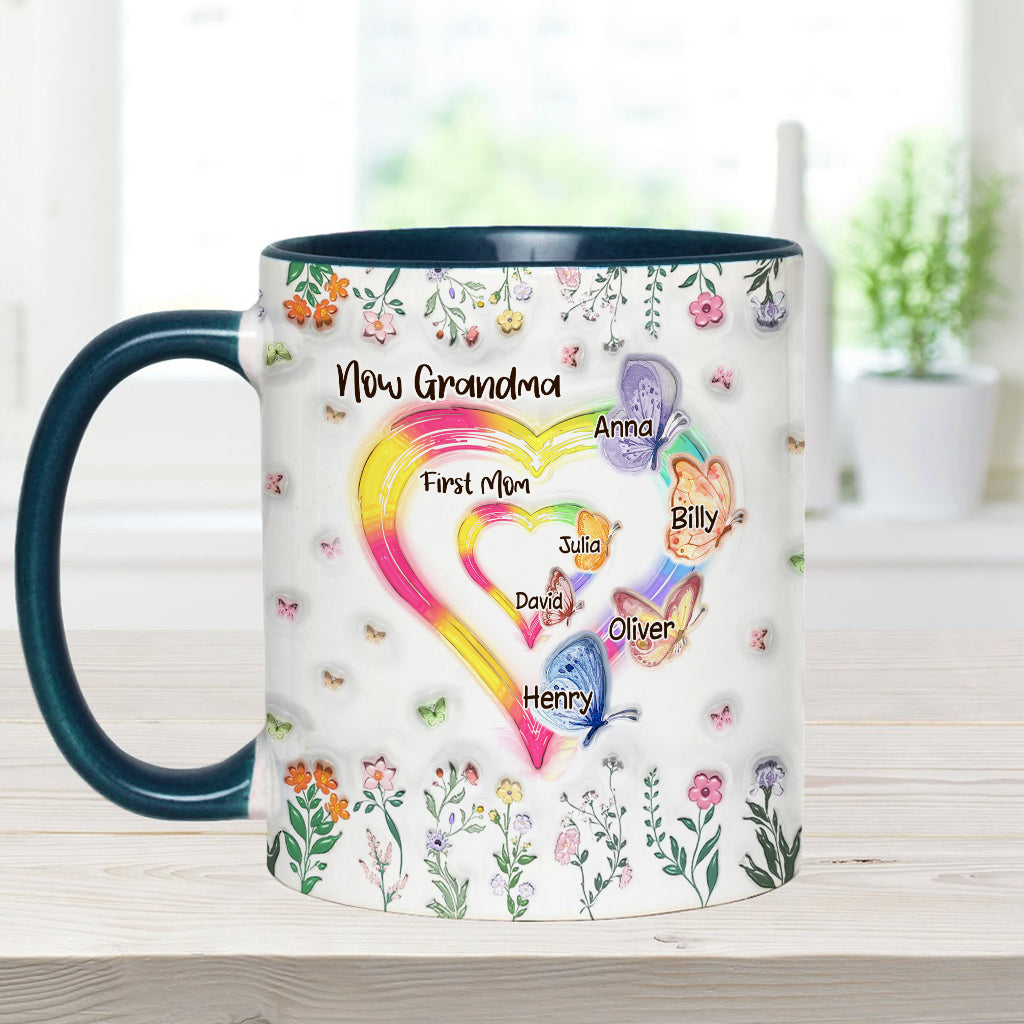 First Mom Now Grandma - Personalized Grandma Accent Mug