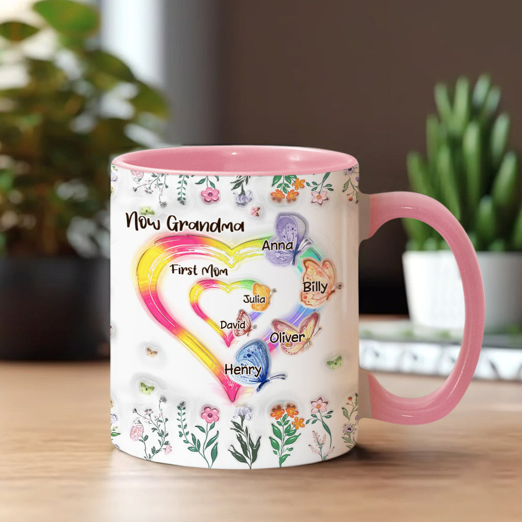 First Mom Now Grandma - Personalized Grandma Accent Mug