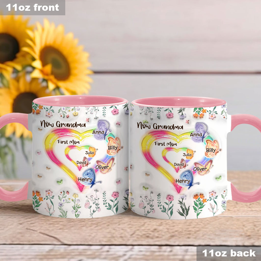 First Mom Now Grandma - Personalized Grandma Accent Mug