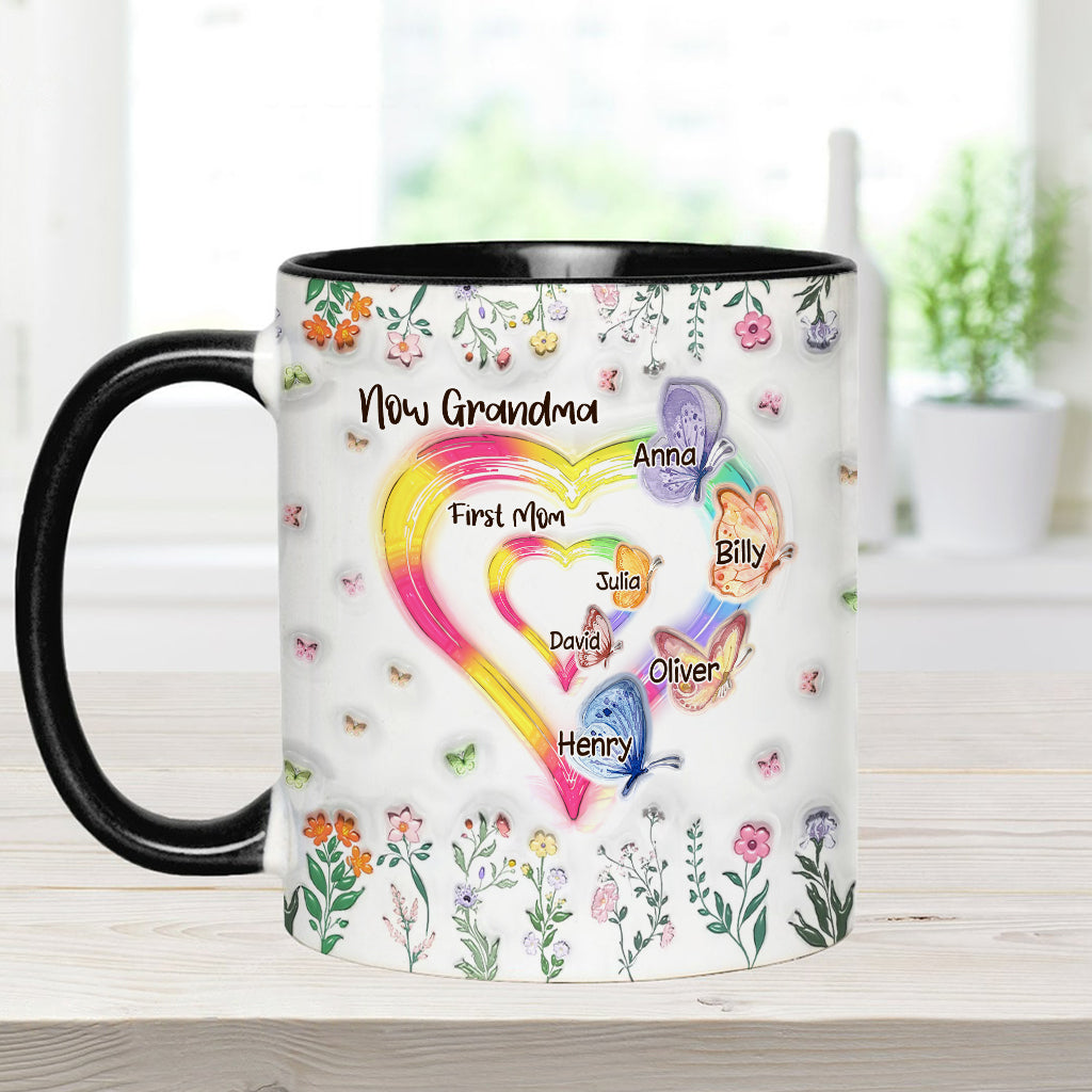 First Mom Now Grandma - Personalized Grandma Accent Mug