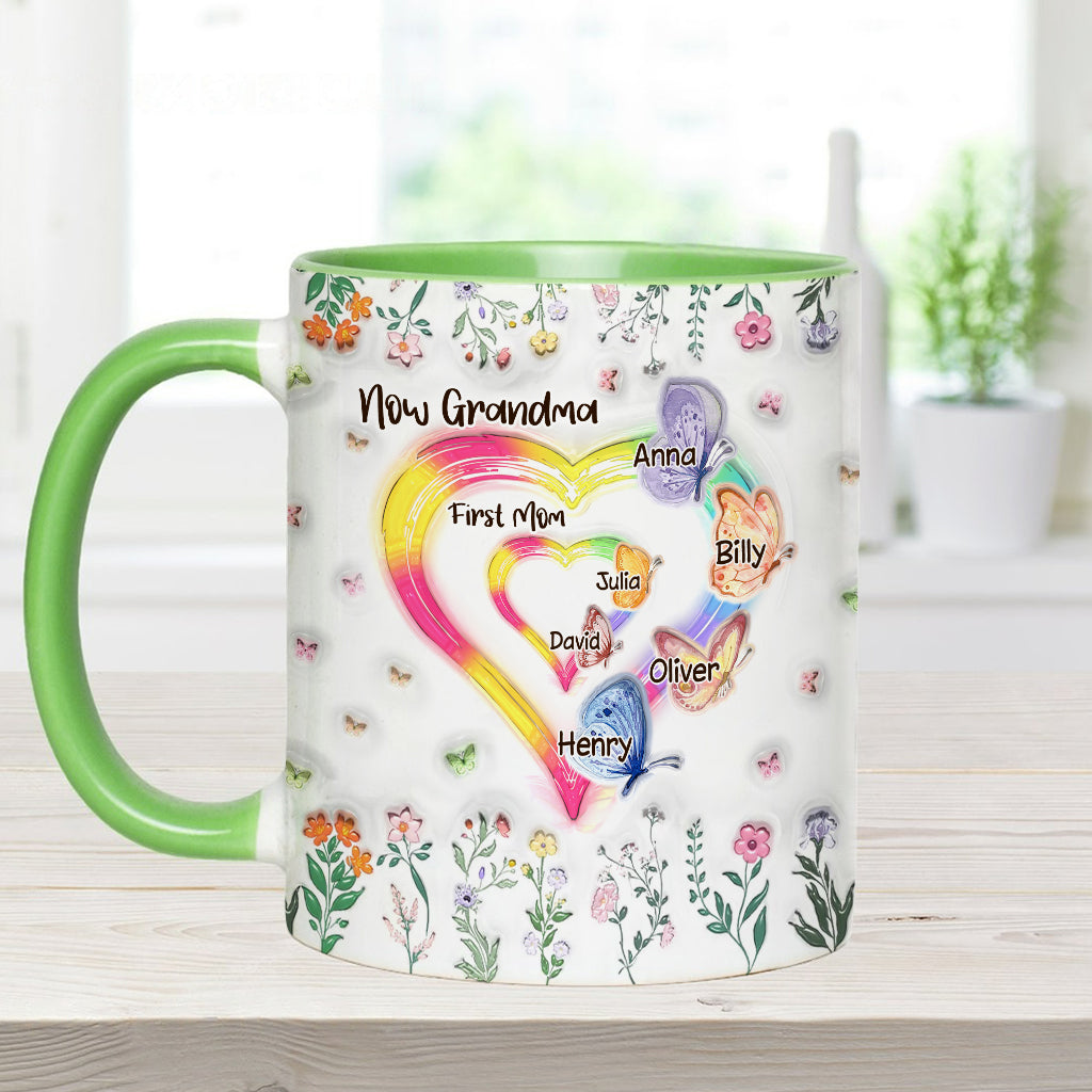 First Mom Now Grandma - Personalized Grandma Accent Mug