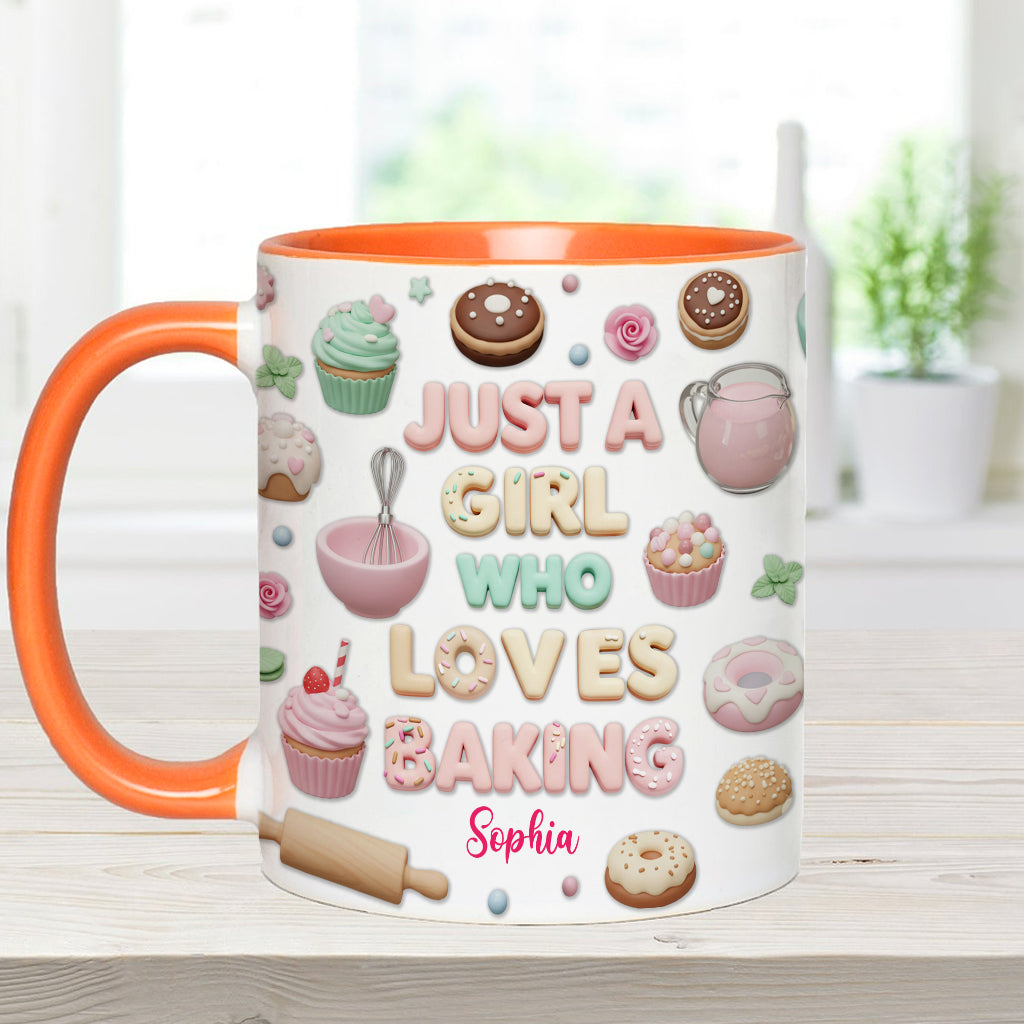Just A Girl Who Loves Baking - Personalized Baking Accent Mug