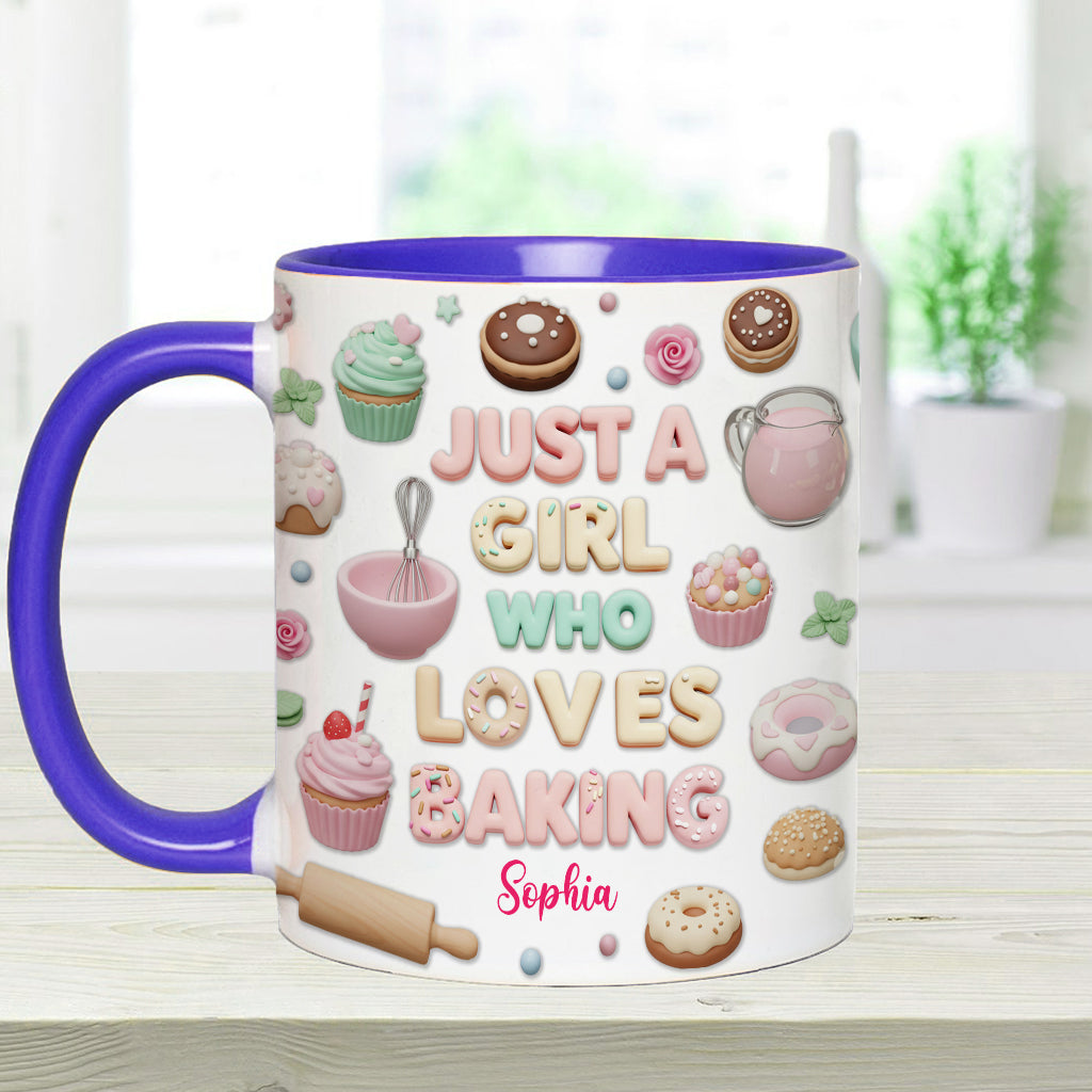 Just A Girl Who Loves Baking - Personalized Baking Accent Mug