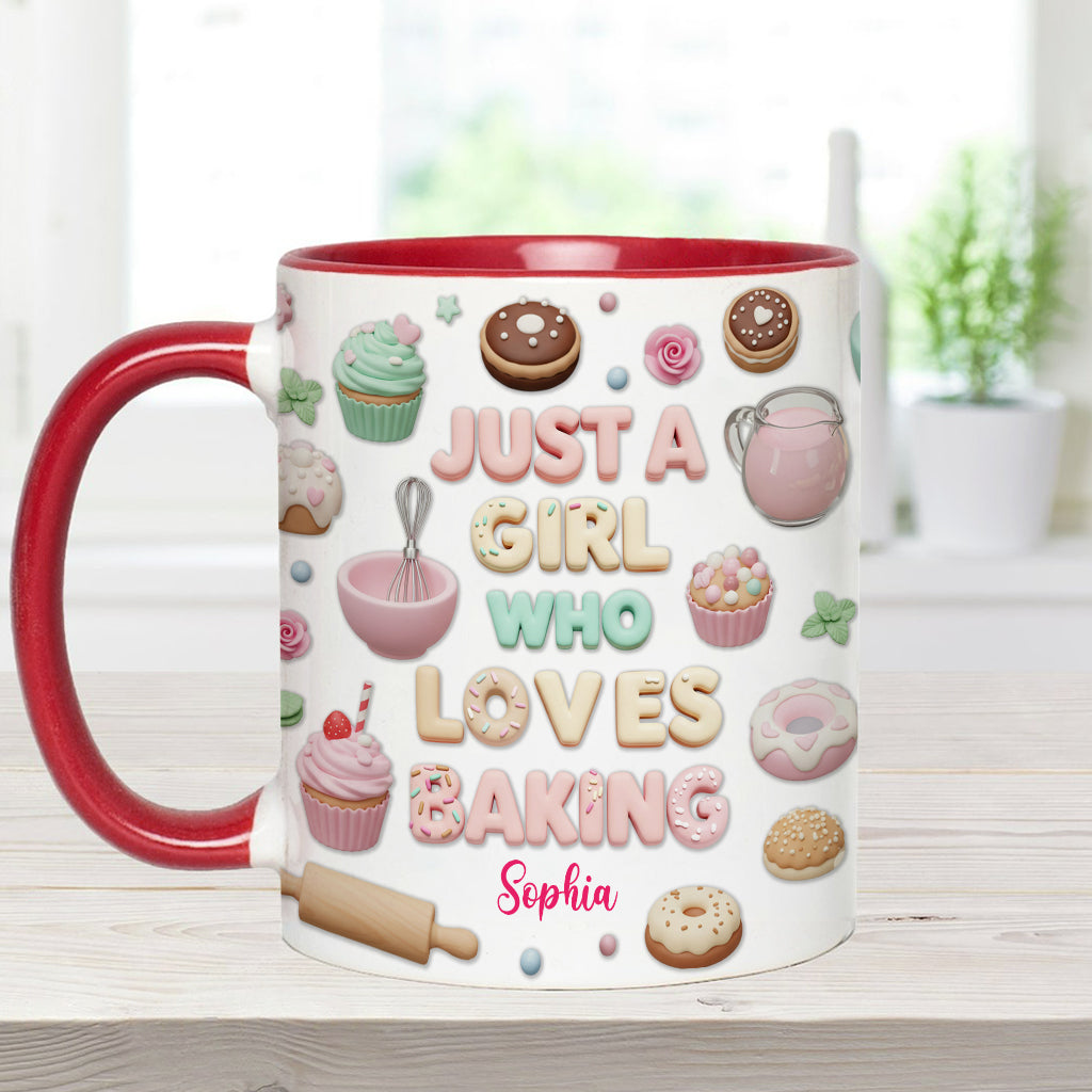 Just A Girl Who Loves Baking - Personalized Baking Accent Mug
