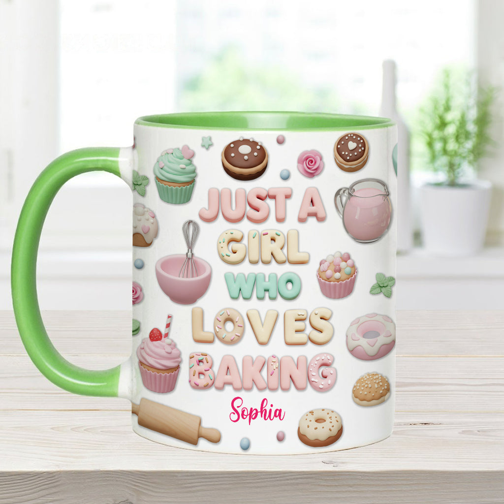 Just A Girl Who Loves Baking - Personalized Baking Accent Mug