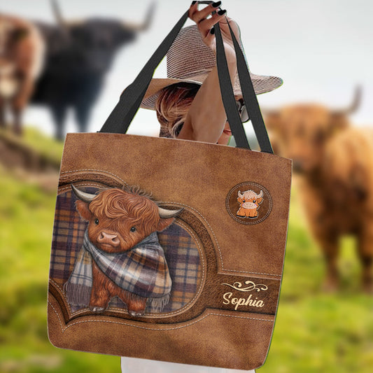 Adorable Highland Cow - Personalized Highland Cow Tote Bag