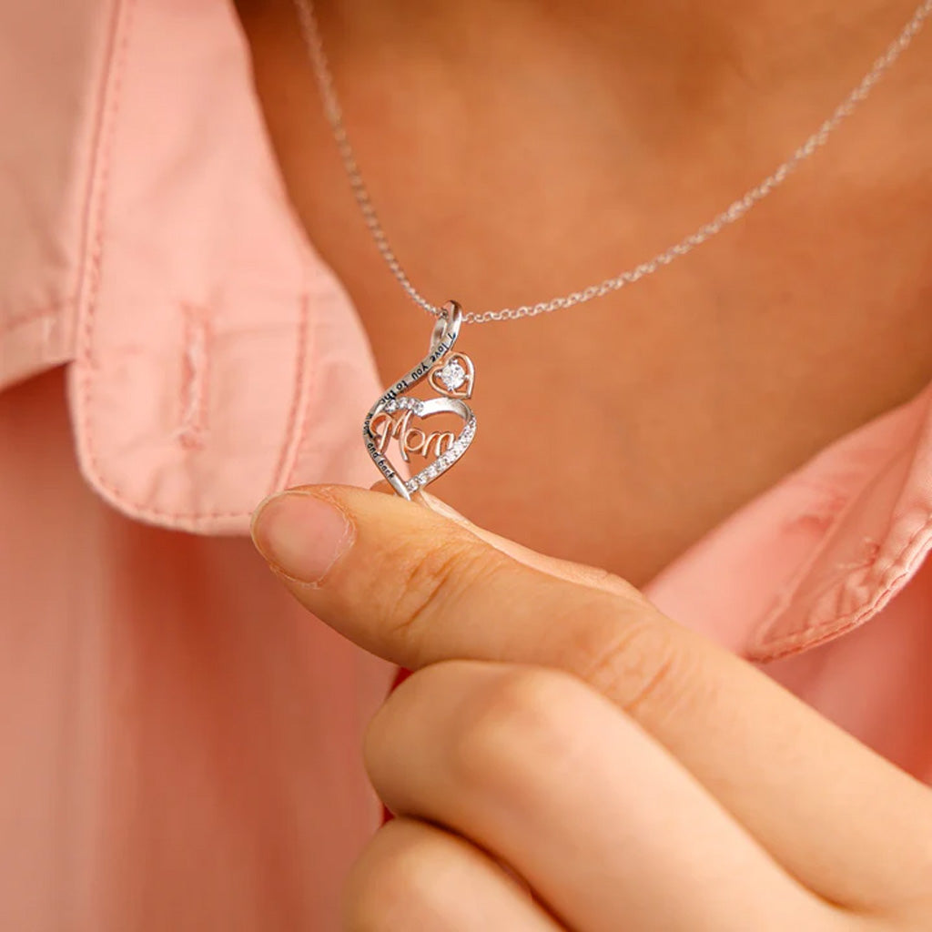 Love You To The Moon And Back Heart Mom Necklace