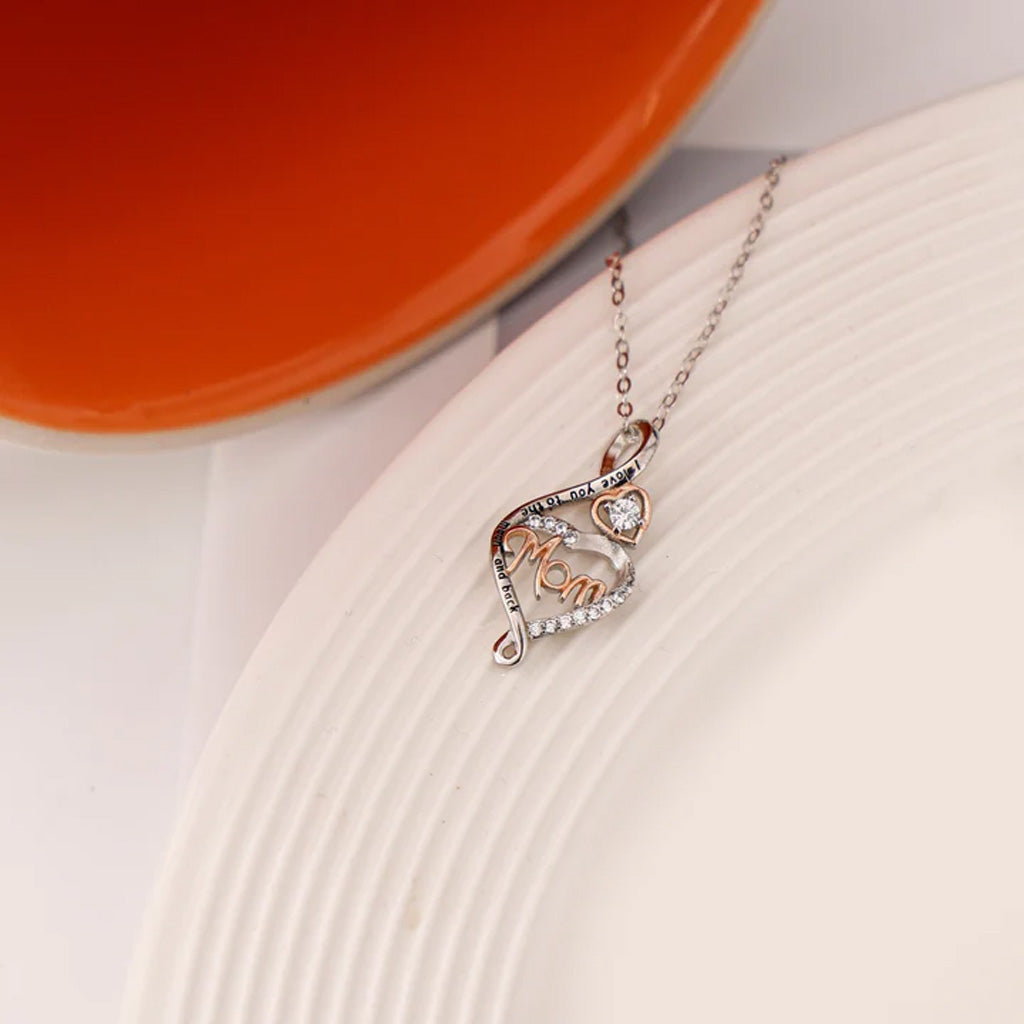 Love You To The Moon And Back Heart Mom Necklace