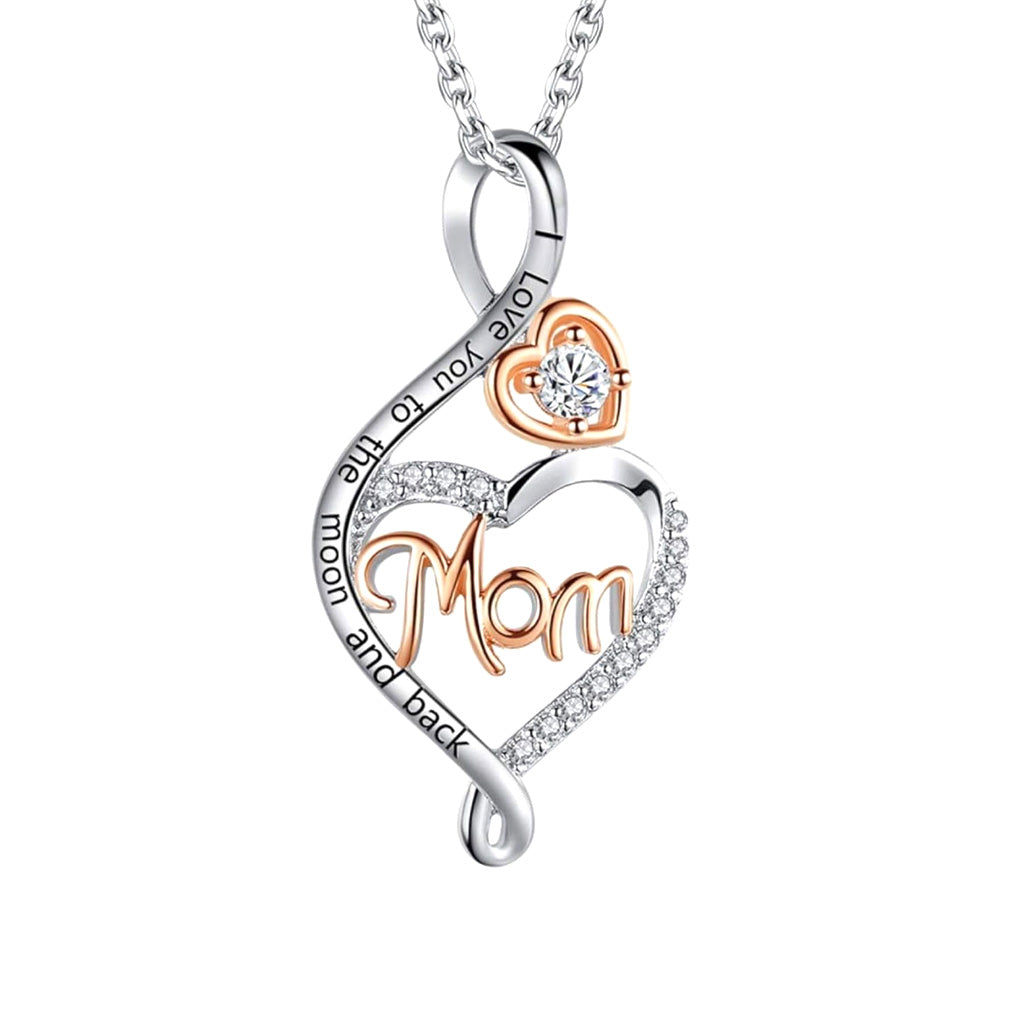 Love You To The Moon And Back Heart Mom Necklace
