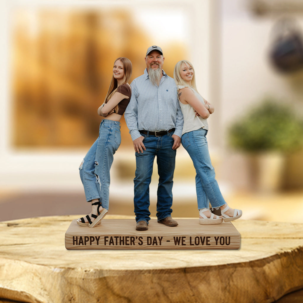 Custom Black Father and Son Personalized Figurine Statue - Best Dad Ever Nameplate Keepsake - Unique Father's Day Desk Ornament Gift