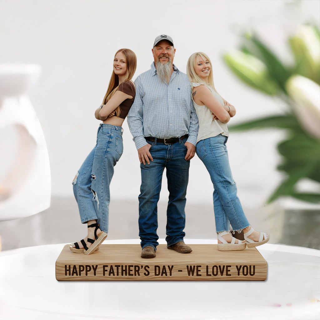 Custom Black Father and Son Personalized Figurine Statue - Best Dad Ever Nameplate Keepsake - Unique Father's Day Desk Ornament Gift