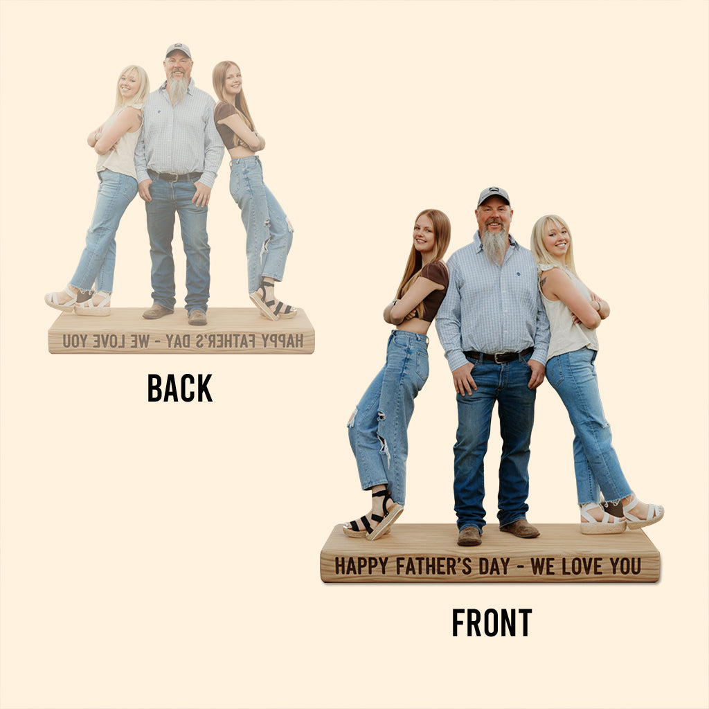 Custom Black Father and Son Personalized Figurine Statue - Best Dad Ever Nameplate Keepsake - Unique Father's Day Desk Ornament Gift