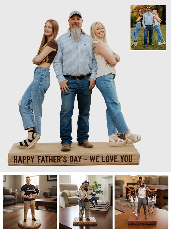 Custom Black Father and Son Personalized Figurine Statue - Best Dad Ever Nameplate Keepsake - Unique Father's Day Desk Ornament Gift