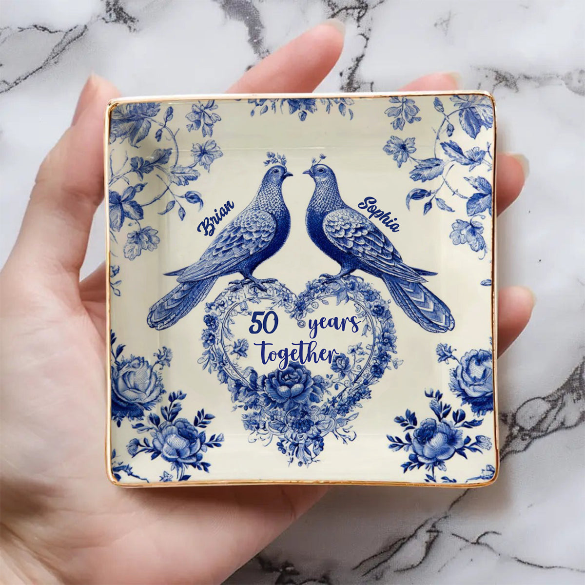 Anniversary Couple 50 Years Together - Personalized Couple Fully Printed Jewelry Dish
