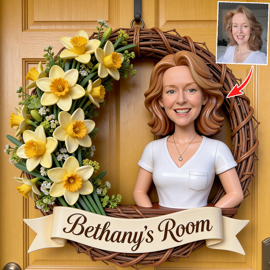 Custom Any Photo - Welcome To My Room - Personalized Birth Month Flower Custom Shaped Wood Sign