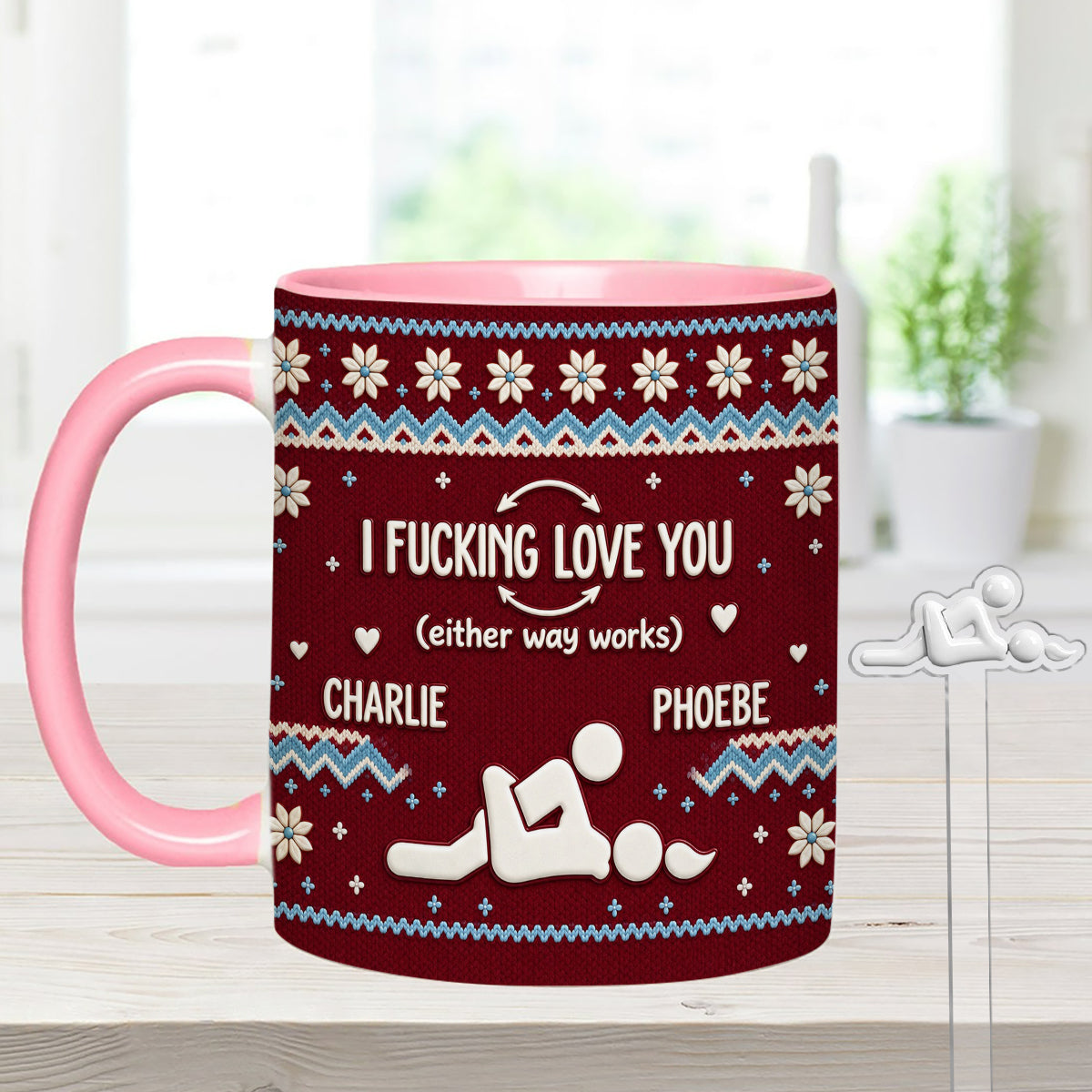 I F Love You Either Way Works - Personalized Spicy Couple Set Accent Mug with Acrylic Stirrers