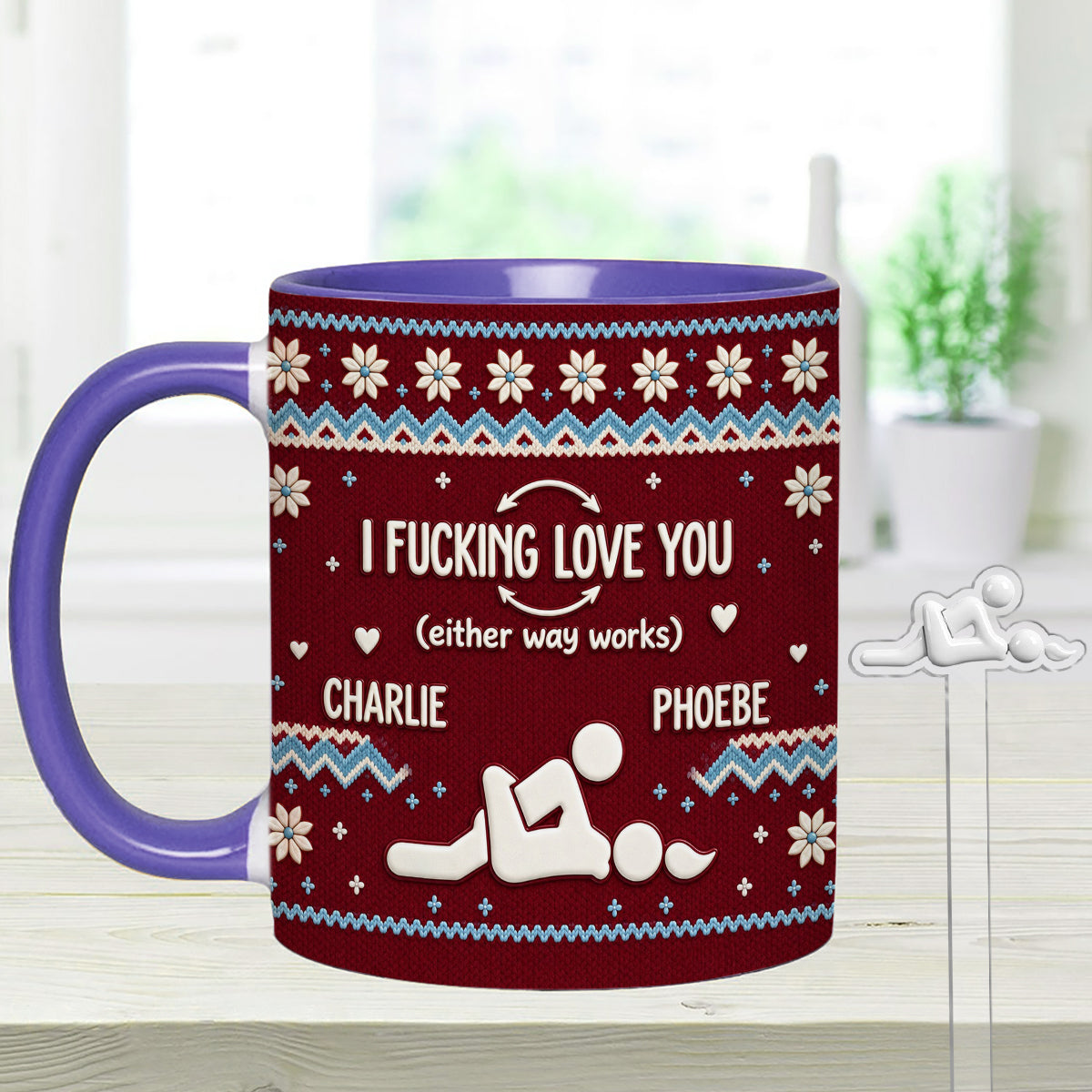 I F Love You Either Way Works - Personalized Spicy Couple Set Accent Mug with Acrylic Stirrers