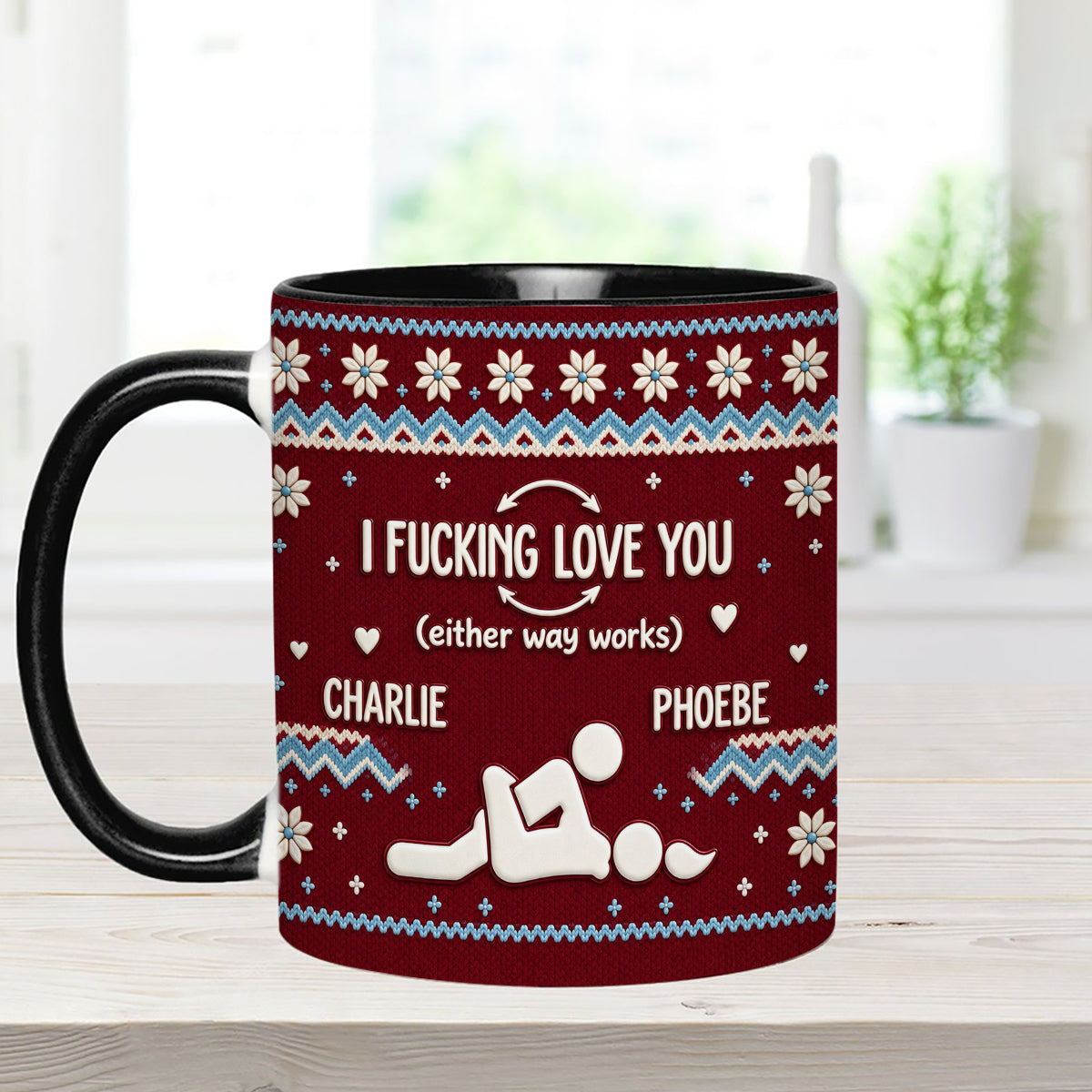 I F Love You Either Way Works - Personalized Spicy Couple Set Accent Mug with Acrylic Stirrers