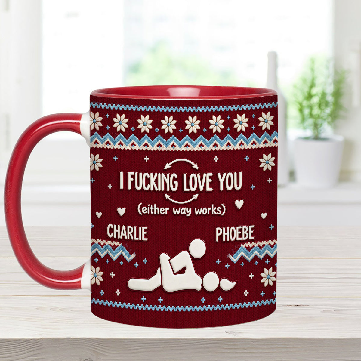 I F Love You Either Way Works - Personalized Spicy Couple Set Accent Mug with Acrylic Stirrers