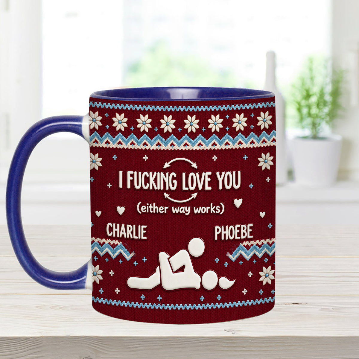 I F Love You Either Way Works - Personalized Spicy Couple Set Accent Mug with Acrylic Stirrers