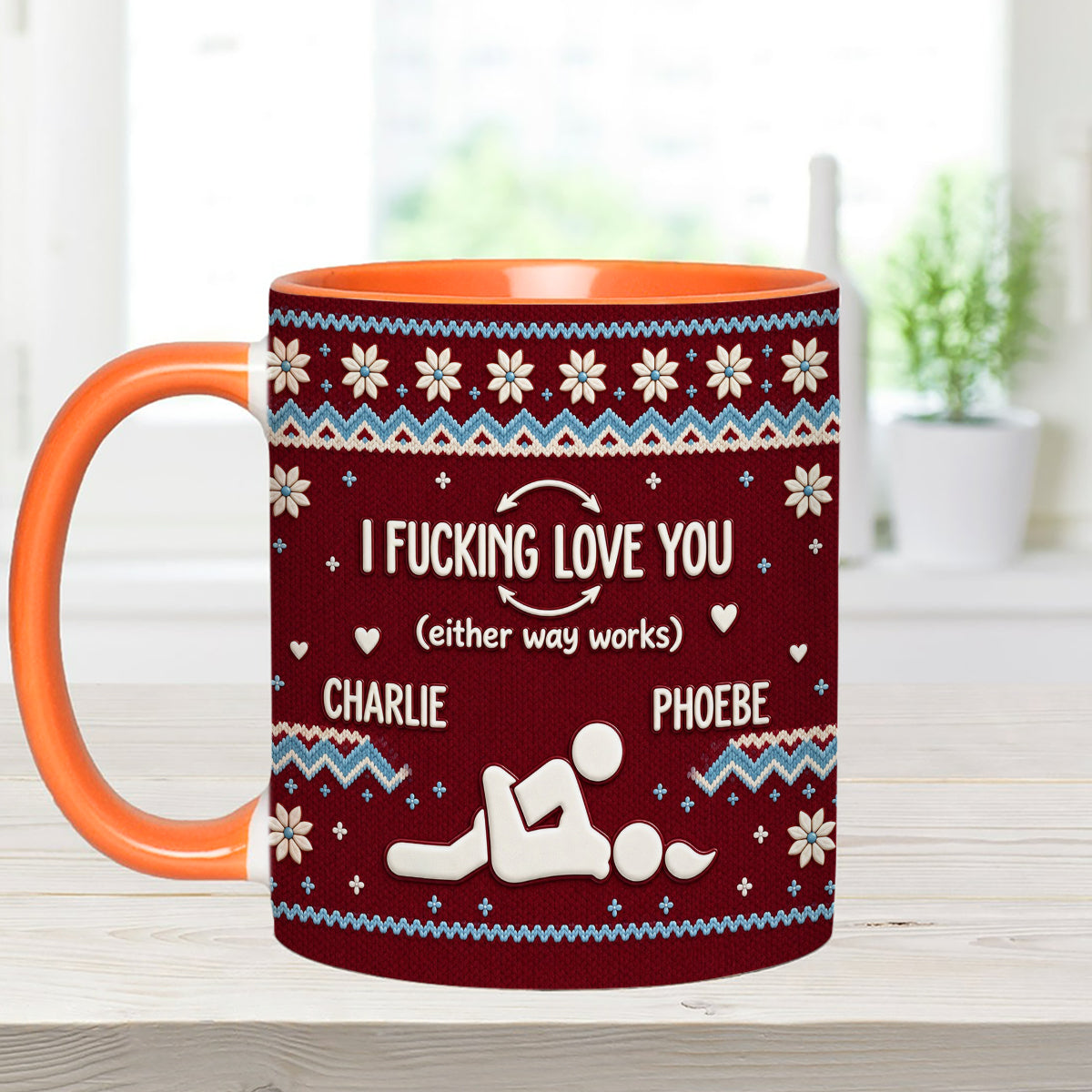 I F Love You Either Way Works - Personalized Spicy Couple Set Accent Mug with Acrylic Stirrers
