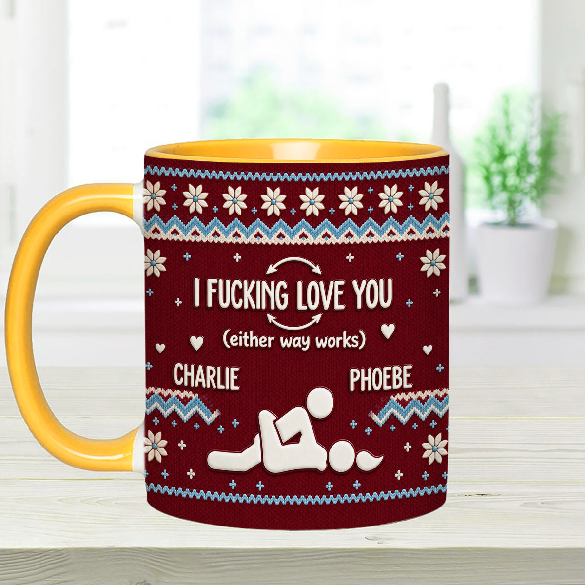 I F Love You Either Way Works - Personalized Spicy Couple Set Accent Mug with Acrylic Stirrers