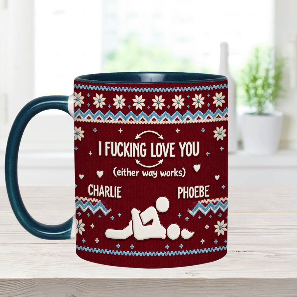 I F Love You Either Way Works - Personalized Spicy Couple Set Accent Mug with Acrylic Stirrers