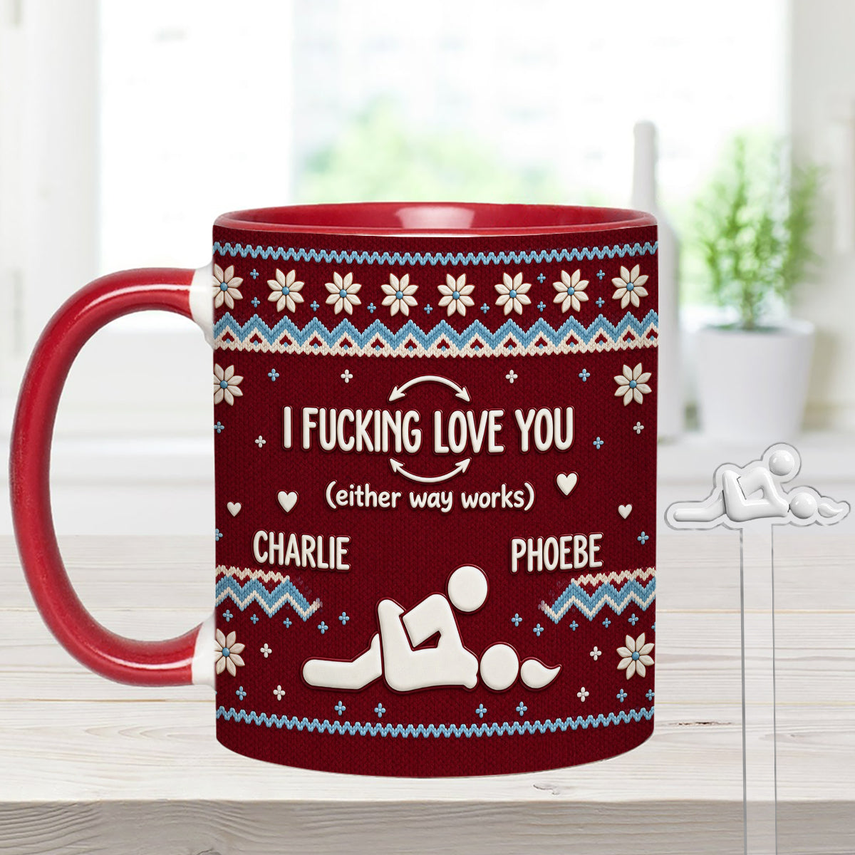 I F Love You Either Way Works - Personalized Spicy Couple Set Accent Mug with Acrylic Stirrers