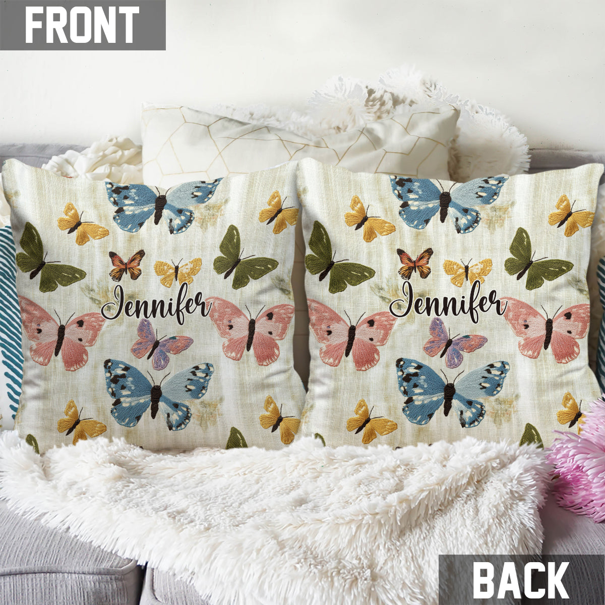 Butterflies Garden - Personalized Butterfly Throw Pillow