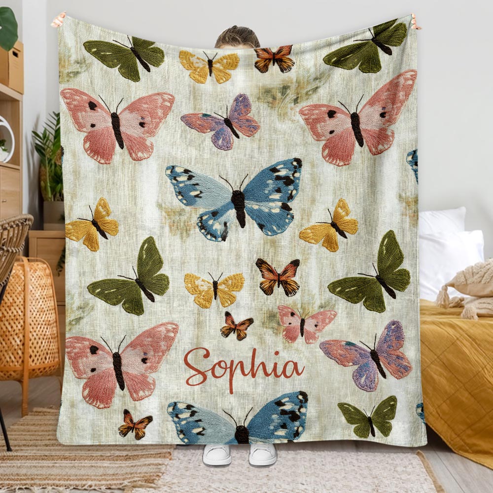 Butterflies Garden - Personalized Butterfly Blanket