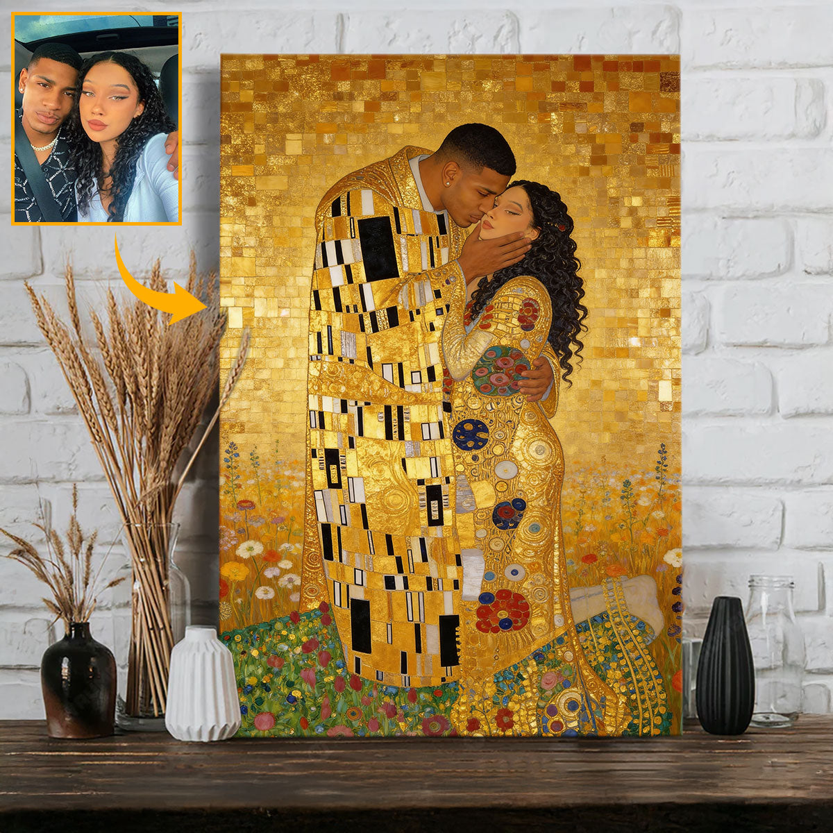 The Kiss - Personalized Couple Canvas And Poster